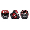 Fairtex HG13 Genuine Leather Boxing Headgear - MMA & Muay Thai Protection with Adjustable Straps and Multi-Layered Shock Absorption - Ideal for Boxing, Sparring, and Martial Arts(Black/Red/Medium)
