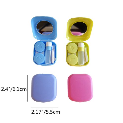 Erewa 4 Pack Colorful Contact Lens Case Kit with Mirror Durable, Compact, Portable Soak Storage Kit