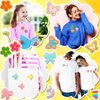 48 Pcs Iron on Patches Self Adhesive Chenille Patches for Backpacks Applique Patches Rainbow Heart Smile Face Star Flower Paw Embroidered Patch for Clothing Fabric Jackets Jeans Repair (Cute Style)