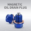 M14x1.5 Magnetic Oil Drain Plug Aluminum CNC Craft with 3pcs Crush Washer Gasket Replacement for Ford GM Hyundai KIA and More Select Models (Blue)