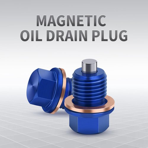 M14x1.5 Magnetic Oil Drain Plug Aluminum CNC Craft with 3pcs Crush Washer Gasket Replacement for Ford GM Hyundai KIA and More Select Models (Blue)