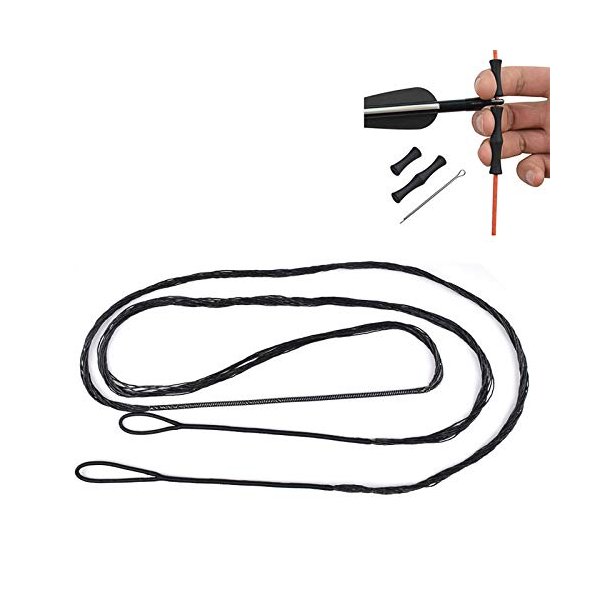 EOUS amo 60 Bow String for Recurve Bow Strings Replacement,12 Strands b50 Dacron Bowstring and Rubber Finger Savers Set