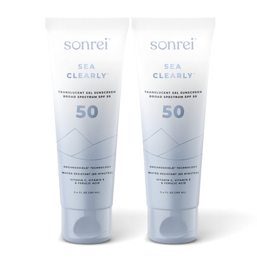 Sonrei Sea Clearly Premium SPF 50 Clear Face and Body Organoshield Sunscreen Gel | UVA, UVB & Antioxidant Enriched, UV Protection, Vegan, GMO & Gluten Free - (6.80 Fl Oz (Pack of 2)