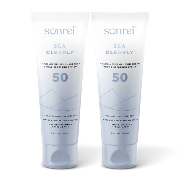 Sonrei Sea Clearly Premium SPF 50 Clear Face and Body Organoshield Sunscreen Gel | UVA, UVB & Antioxidant Enriched, UV Protection, Vegan, GMO & Gluten Free - (6.80 Fl Oz (Pack of 2)
