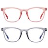 ANDWOOD Blue Light Blocking Glasses Women Men Computer Small Face Frame Bluelight Blocker Teens Square Frame 2 Pack Pink Grey