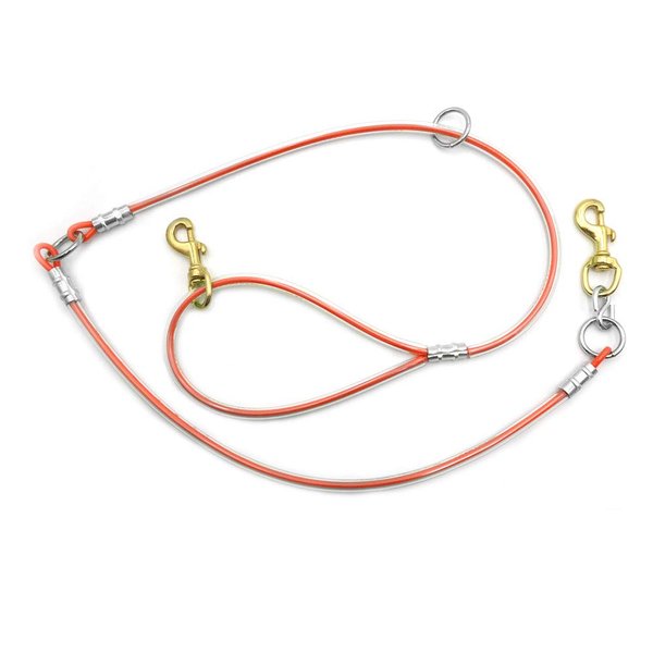 5' Cable & Cable Dog Leash Tree Tie Lead with O Ring (Orange)