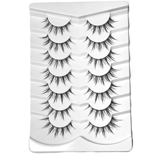 Manga Lashes Natural Look Spiky False Eyelashes Wispy 15mm Japanese Anime Lashes 3D Asian Cosplay Fake Eyelash Style 3A7|7 Pairs by Girapanda