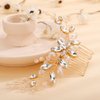 Teyglen Bridal Gold Rhinestone Crystal Hair Comb Headband Handmade Wedding Hair Pieces for Bride Floral Headpieces Hair Accessories for Women Girls (Gold)