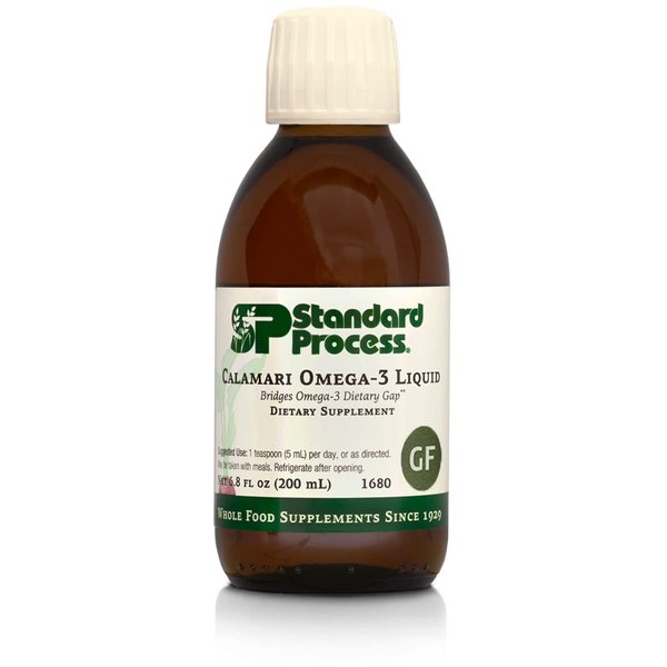 Standard Process Calamari Omega-3 Liquid - Emotional Support, Heart Health, Brain Health, and Hair, Skin, and Nail Health Support with EPA and DHA from Squid Oil - 200mls