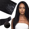 Human Hair Clip in Extensions Seamless Clip in Hair Extensions Human Hair Clip in Hair Extensions,Extensiones de Cabello Humano Yaki Straight 110g 18 inch Natural Black,100% Remy Human Hair Clip ins