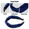 VOCOSTE Velvet Knotted Headbands, Hairband for Women, Navy Blue, 1.2 Inch Wide