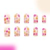 24 Pcs Colorful Floral Press on Nails Short Square Fake Nails with Glue Natural & Fit False Nails with Flower Design Acrylic Glue on Nails Glossy Reusable Stick on Nails for Women DIY Charm Manicure