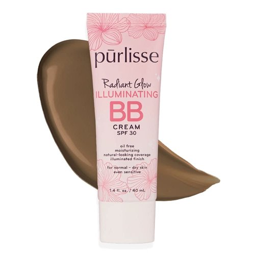 pūrlisse Radiant Glow Illuminating BB Cream Spf30 Hydrating and Moisturizing Natural Organic Cruelty-free Sulphate & Paraben Free For All Skin Even Sensitive Skin 1.4 Fl Oz (Deep)