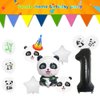 12Pcs Cute Panda Balloons, Aluminium Foil Mylar Zoo Jungle Animal Balloons Panda Party Supplies for Kids Boys Girls Panda Theme Birthday Baby Shower Party Favor Decorations