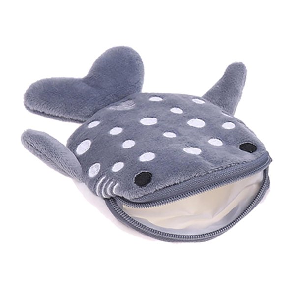Shark Cute Coin Purse Coin Pouch Cute Shark Small Wallet for Women Plush Cartoon Cosmetic Items Bag (Grey)