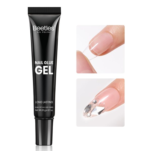 Beetles 20g Nail Glue Gel for Soft Gel Nail Tips, Super Stronger Nail Glue for Acrylic Nails Extension on False Nail Tips and Make Nail Art 3D Glitter Jewels Soak Off UV Led Nail Gel