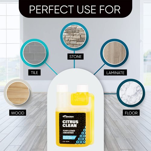 Slip Doctors Citrus Clean Floor Cleaner for Mopping, Concentrated Liquid Floor Cleaning Solution for Ceramic Tile, Vinyl and Wood Removes Stains without Streaking