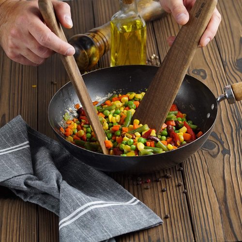 2 Pcs Walnut Wood Spatula, 9.8-inch Long | Multipurpose Cooking Tool for Flipping, Stirring, Salad Mixing, and Serving | Sharp Flat Edge, Ergonomic, Eco-Friendly, Durable