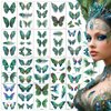 22Sheets Glitter Butterfly Temporary Tattoos Sticker for Eye Face Makeup Green Blue Flash Fairy Body Art Shiny Peacock Pattern Butterflies Waterproof Fake Tattoos for Women Girls Rave Festival Party