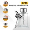 Clear Pump Dispenser Bottle with Metal Flip Cover,6 Oz/ 180 ml Glass Nail Polish Remover Push Down Dispenser Bottle,Refillable Push Down Pump Dispenser Press Container for Makeup Remover