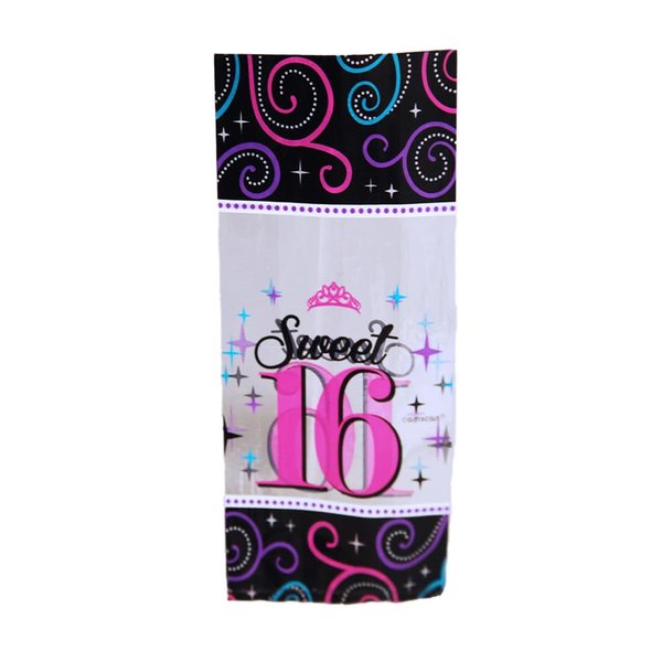 Colorful Chic Sweet Sixteen Birthday Celebration Cello Party Favour Bag (20 Pack), Multi Color, 9 1/2" X 4" X 2 1/4".