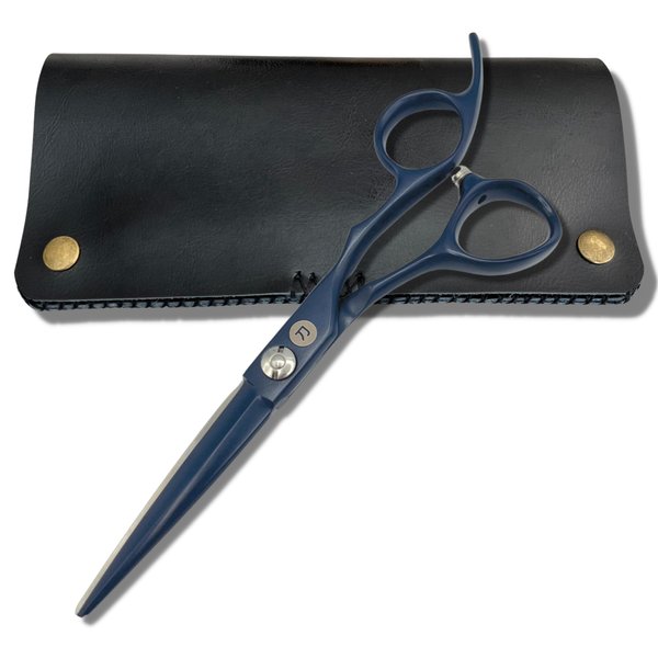 Blue Hair Cutting Scissors - 440C Steel With Blue Titanium Finish - Convex Blade - For Professional Hair Cut