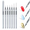 Komall Nail Art Liner Brushes, 6Pcs Painting Nail Art Brush Set Nail Dotting Drawing Tool for Long Lines, Thin Details, Fine Drawing Sizes 5/7/9/11/20/25mm(Silver)