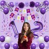 NANINUNENO 12th Birthday Decorations for Girls, Purple 12 Happy Birthday Balloons Supplies Including Purple Happy Birthday Banner, Purple 12 Number Balloons, Purple Pink Star Streamers, Hanging Swirls