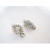 2 extra tiny small silver sunflower metal alligator hair clip for fine thin hair