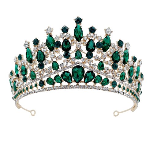 SH Metal Tiaras and Crowns for Women, Crystal Wedding Tiara for Bride, Rhinestone Queen Crown, Bridal Costume Hair Accessories for Birthday Prom Pageant Quinceanera Celebration, Blue
