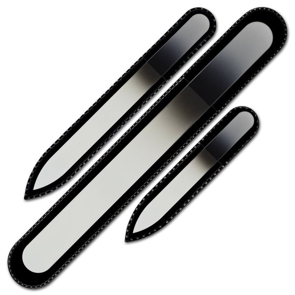 Mont Bleu Gift Set for Men of 3 Glass Nail Files in Pouch - Genuine Czech Tempered Glass - Handmade gifts for men - Premium Glass Nail File Manicure & Pedicure tools