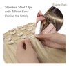 Clip in Hair Extensions, 16 inch Ash Blonde to Golden Blonde and Platinum Blonde Hair Extensions Clip in Human Hair Lashey Hair Extensions Real Human Hair 120g 7pcs
