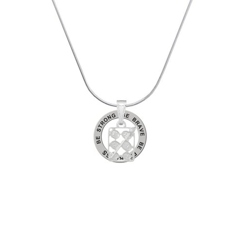 Delight Jewelry Silvertone 3-D Eye shadow Makeup Palette - Silvertone Be Strong Be Brave Be Fearless Message Ring Necklace, 18"