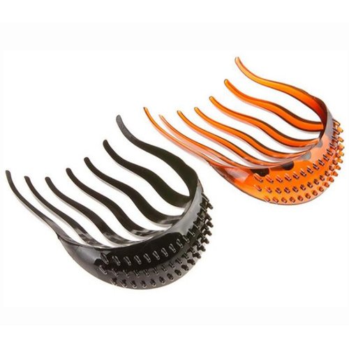2PCS Heightening Ponytail Insert Hair Comb Bump it UP Volume Hair Styling Insert Comb Fluffy Ponytail fot Hairstyle Styling Beauty Tool (Black + Brown)