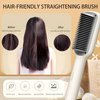 CAISIMIKI Hair Straightener Brush, Ring Hair Straightener Comb 5 Temps Straightening Brush for Women Auto-Off Safety | Anti-Scald, 30S Fast Heating & Dual Voltage Home Salon, Beige