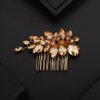 Teyglen Rhinestone Wedding Hair Comb, Champagne, Sparkly Headpiece for Women and Girls, 8*5cm/3.14*1.96in, Alloy+Rhinestones+Crystal