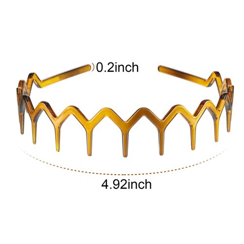Chuangdi 6 Pieces Zigzag Headband Plastic Shark Tooth Hair Comb Hairband Zig Zag Headband Plastic Wavy teeth Hair Hoop Accessory for Women Lady Girl (Black, Brown)