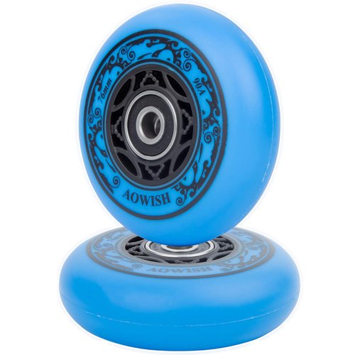 AOWISH Ripstik Wheels 76mm Ripstick Wheels 90a Ripsurf Replacement Wheels w/Bearings ABEC-9 for Rip Stiks DLX Caster Board, Rip Sticks Skateboard, Inline Skates, Roller Blades, etc (2-Pack) (Blue)