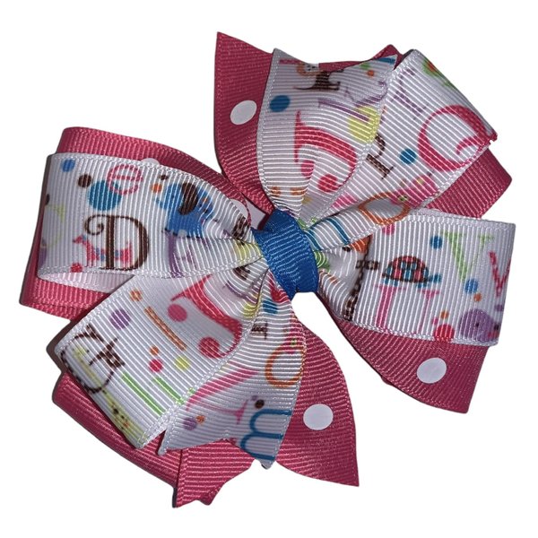 Alphabet Pinwheel Hair Bow 4" ABC Pink