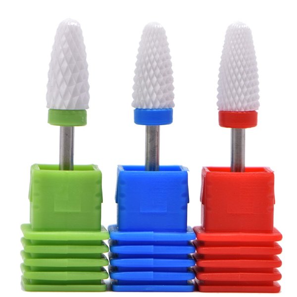 MIBICIRI 3 Pcs Ceramic Nail Drill Bits Set,3/32 Inch Acrylic Nail File Drill Bit,Manicure Pedicure Drill Bits,Grinding Head For Manicure Pedicure Cuticle Acrylic Gel Nail Polishing (Flame Top)