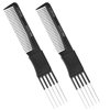 Biaungdo Carbon Lift Teasing Comb with Metal Prong, 2 Pack Black Hair Teasing Combs Hair Pick Comb Teasing Lifting Fluffing Comb with 5 Stainless Steel Pins for Women, Hair Salon