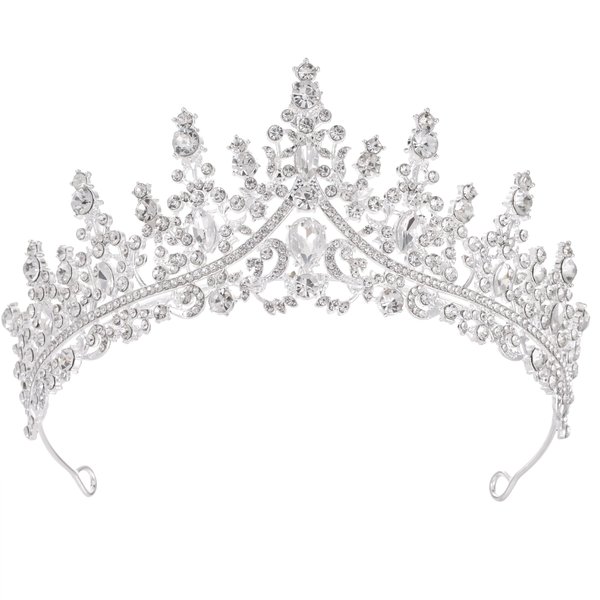 Kamirola Silver Wedding Crystal Tiaras and Crowns for Women,Queen Crown,Rhinestone Princess Tiara Hair Accessories for Bridal Birthday Party Prom Halloween Quinceanera Pageant Christmas