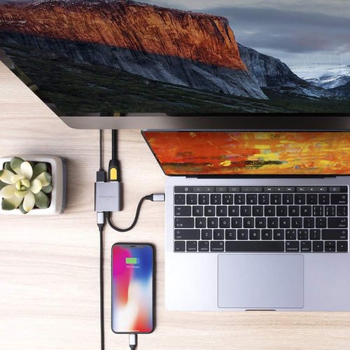 HyperDrive USB Type C HDMI Adapter, 3-in-1 USB C to HDMI Converter Aluminum Digital Multiport Type-C Hub w 4K HDMI, USB-C w Power Delivery, USB 3.1 for MacBook, Ultrabook, Chromebook, PC, USBC Devices