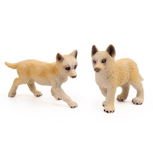 RESTCLOUD 8Pcs Wolf Cub Toy Figure Set Baby Wolves Animals Figurines
