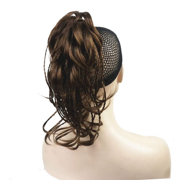 Wiginway Messy Style Ponytail Hair Extension Handmade Braid Synthetic Hair-Piece with Jaw Claw Clip (Jet black)