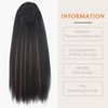 WIGNEE 24 Inches Kinky Straight Ponytail Extension Synthetic Drawstring Ponytail For Black Women Yaki Pony Tails Hair Extensions(24 Inches, 1B/30 Highlights)