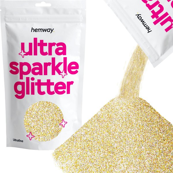Hemway Premium Multi Purpose Glitter Dust Powder 100g / 3.5oz Arts & Crafts Wine Glass Decoration Weddings Cards Flowers Cosmetic Face Eye Body Nails Skin Hair (Champagne)