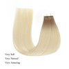 AmazingBeauty 20 Pieces Remy Human Hair Invisible Rooted Tape in Hair Extensions - Platinum Blonde with Chestnut Brown Base R6-60, 20 Inch
