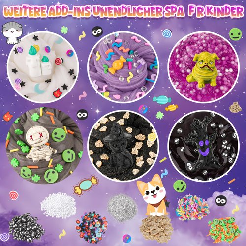 6 Packs Purple Black Slime Kit - Cloud Slime, Butter Slime & Clear Slime, Slime for Kids with Halloween Slime Add-ins, Slime Kit for Boys & Girls Birthday Halloween Party Favors Christmas Easter Gifts