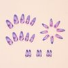 Vopintpy Purple Gradient Press on Nails Long Oval Fake Nails Glossy Almond Glue on Nails Reusable Acrylic Stick on Nails for Women DIY Manicure Decoration
